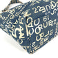 CHANEL Tote Bag canvas Navy Bysy line logo