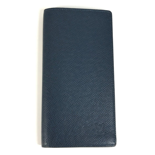 LOUIS VUITTON Long Wallet Purse M33404 Taiga Leather Navy Taiga Portefeuille Ron
