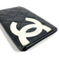 CHANEL Folded wallet leather black Cambon line CC COCO Mark logo