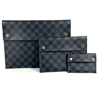 LOUIS VUITTON Clutch bag N60255　 Damier Grafitto Canvas black Damier Grafitte Alpha Triple Pouch 3-Piece Set