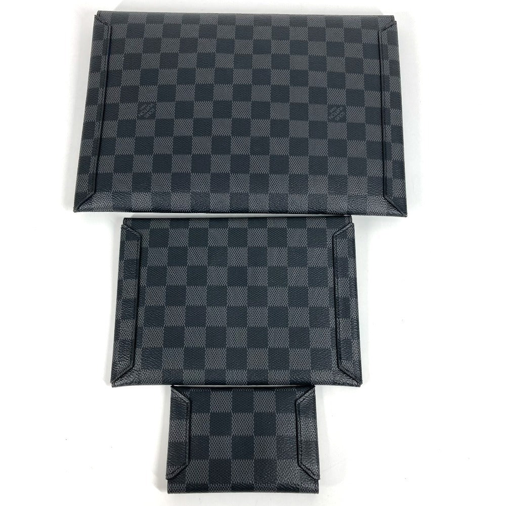 LOUIS VUITTON Clutch bag N60255　 Damier Grafitto Canvas black Damier Grafitte Alpha Triple Pouch 3-Piece Set