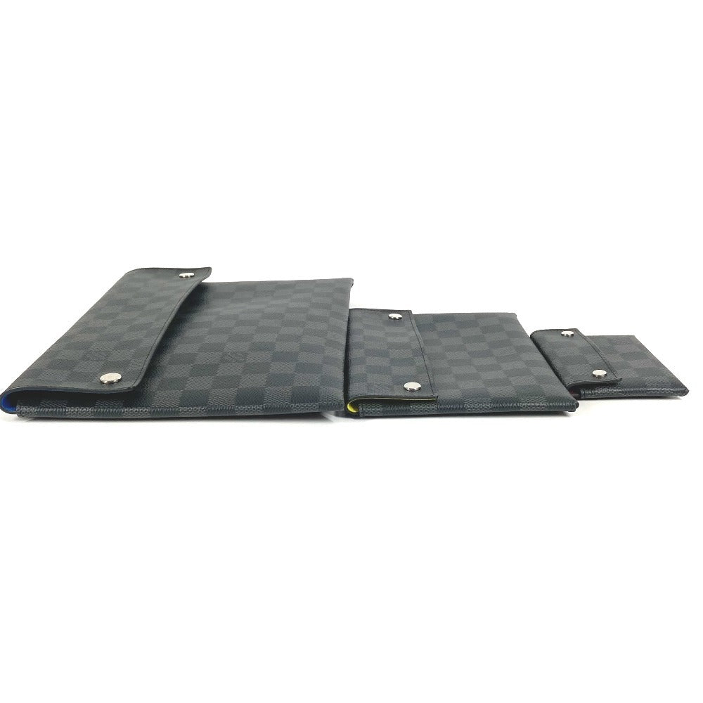 LOUIS VUITTON Clutch bag N60255　 Damier Grafitto Canvas black Damier Grafitte Alpha Triple Pouch 3-Piece Set