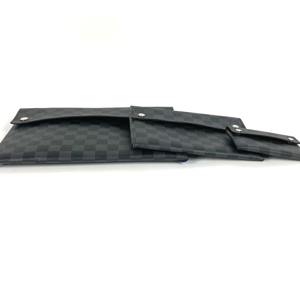 LOUIS VUITTON Clutch bag N60255　 Damier Grafitto Canvas black Damier Grafitte Alpha Triple Pouch 3-Piece Set
