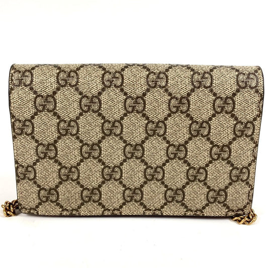 GUCCI Shoulder Bag 481291 GG Supreme canvas, leather beige GG Supreme GG Cherry Rhinestone Logo