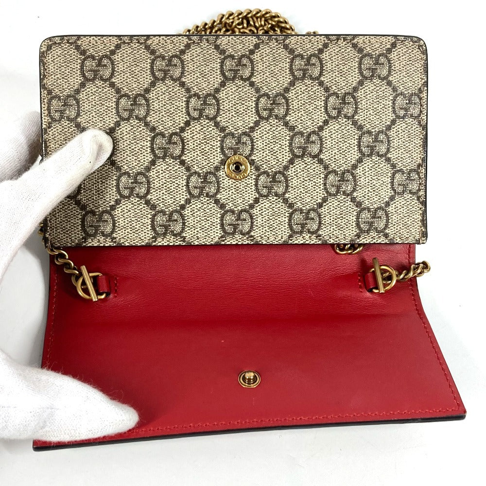 GUCCI Shoulder Bag 481291 GG Supreme canvas, leather beige GG Supreme GG Cherry Rhinestone Logo