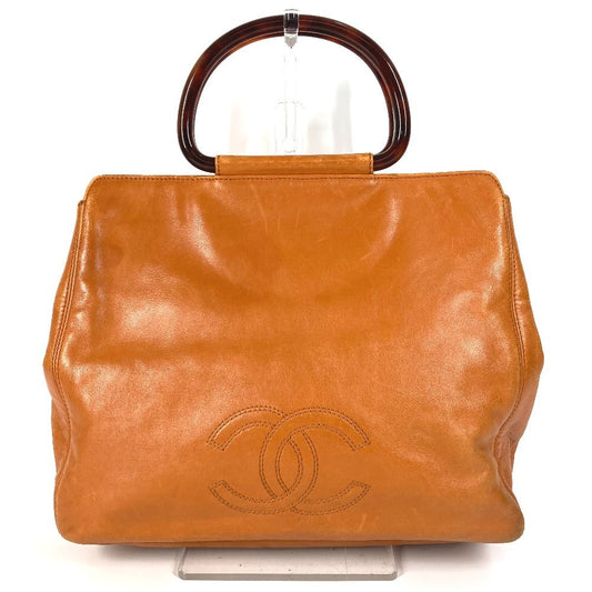 CHANEL Handbag leather Orange type Plastic Handle Vintage CC COCO Mark logo