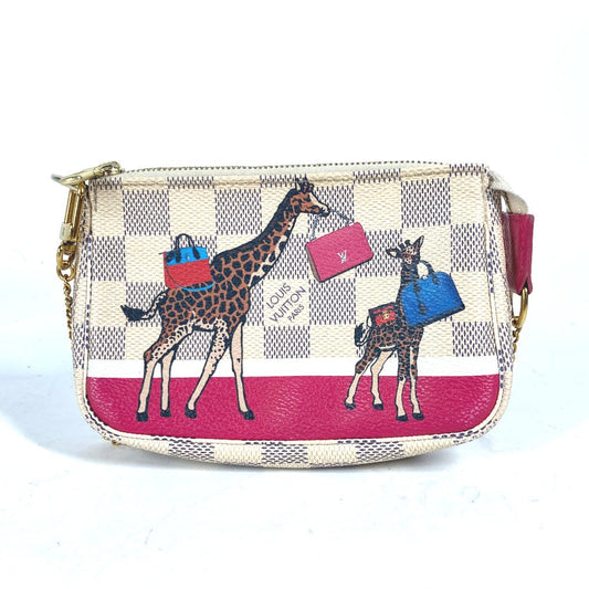 LOUIS VUITTON Shoulder Bag N62200 Damier Azur Canvas white Damier Azur Giraffe Mini Pochette Accessoires Women Used Authentic