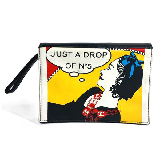 CHANEL Clutch bag leather multicolor Mademoiselle logo Women Used Authentic