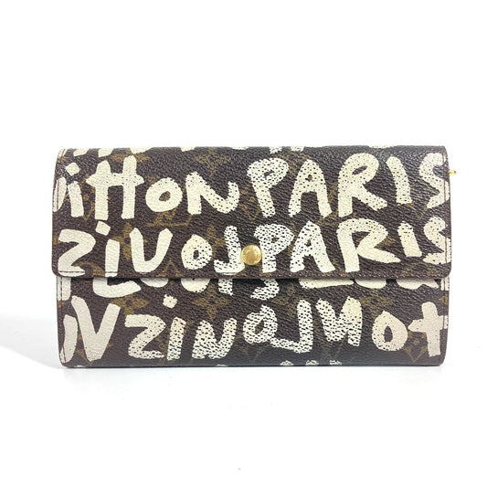 LOUIS VUITTON Long Wallet Purse M92189 MonogramGraffitiCanvas white Old monogram graffiti Pochette Porto Moncredi unisex(Unisex) Used Authentic