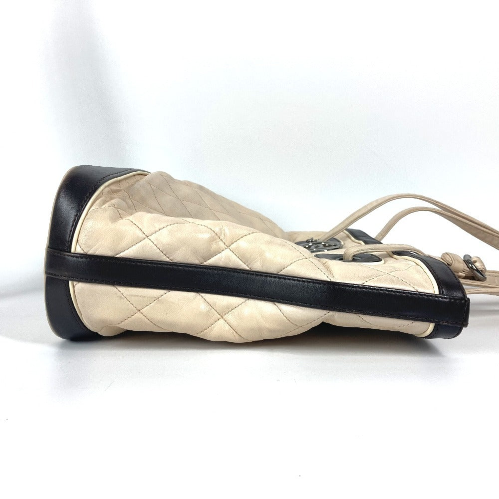 CHANEL Shoulder Bag lambskin beige Matrasse quilting