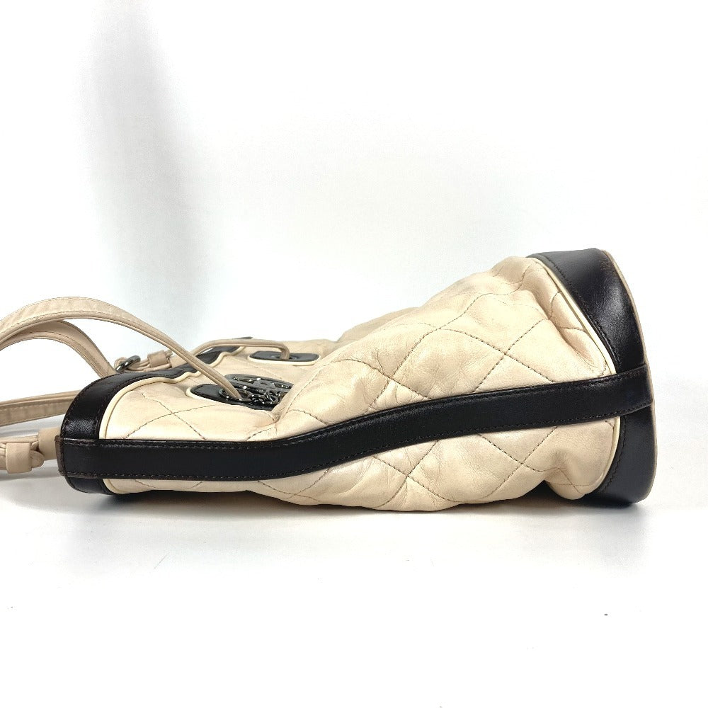 CHANEL Shoulder Bag lambskin beige Matrasse quilting