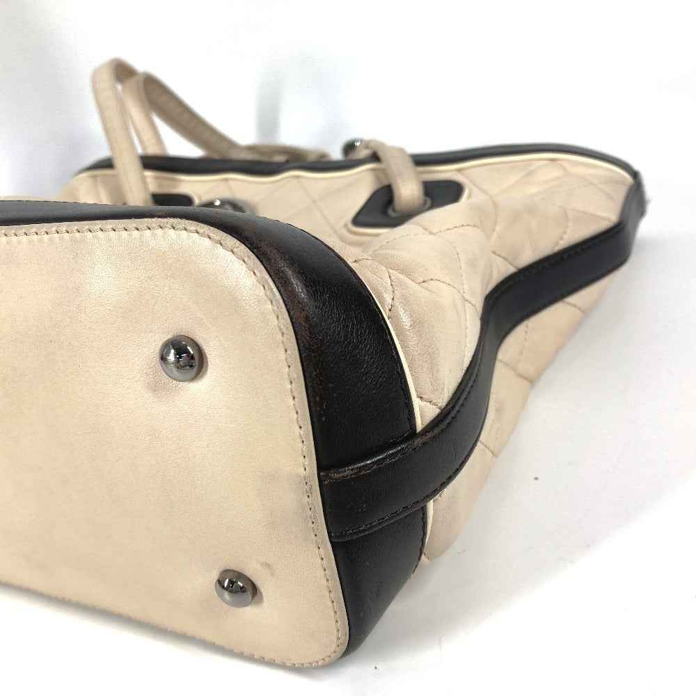 CHANEL Shoulder Bag lambskin beige Matrasse quilting