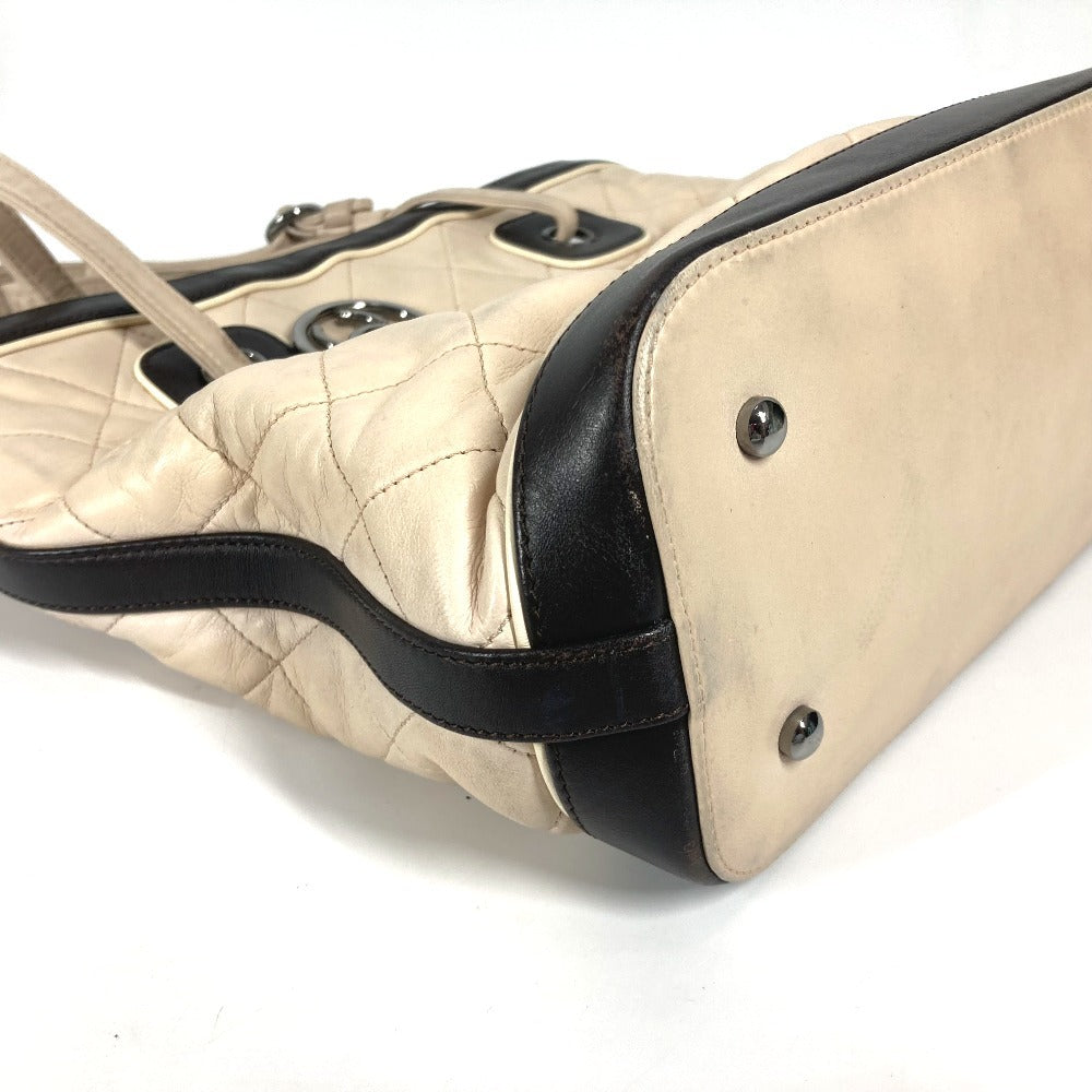 CHANEL Shoulder Bag lambskin beige Matrasse quilting