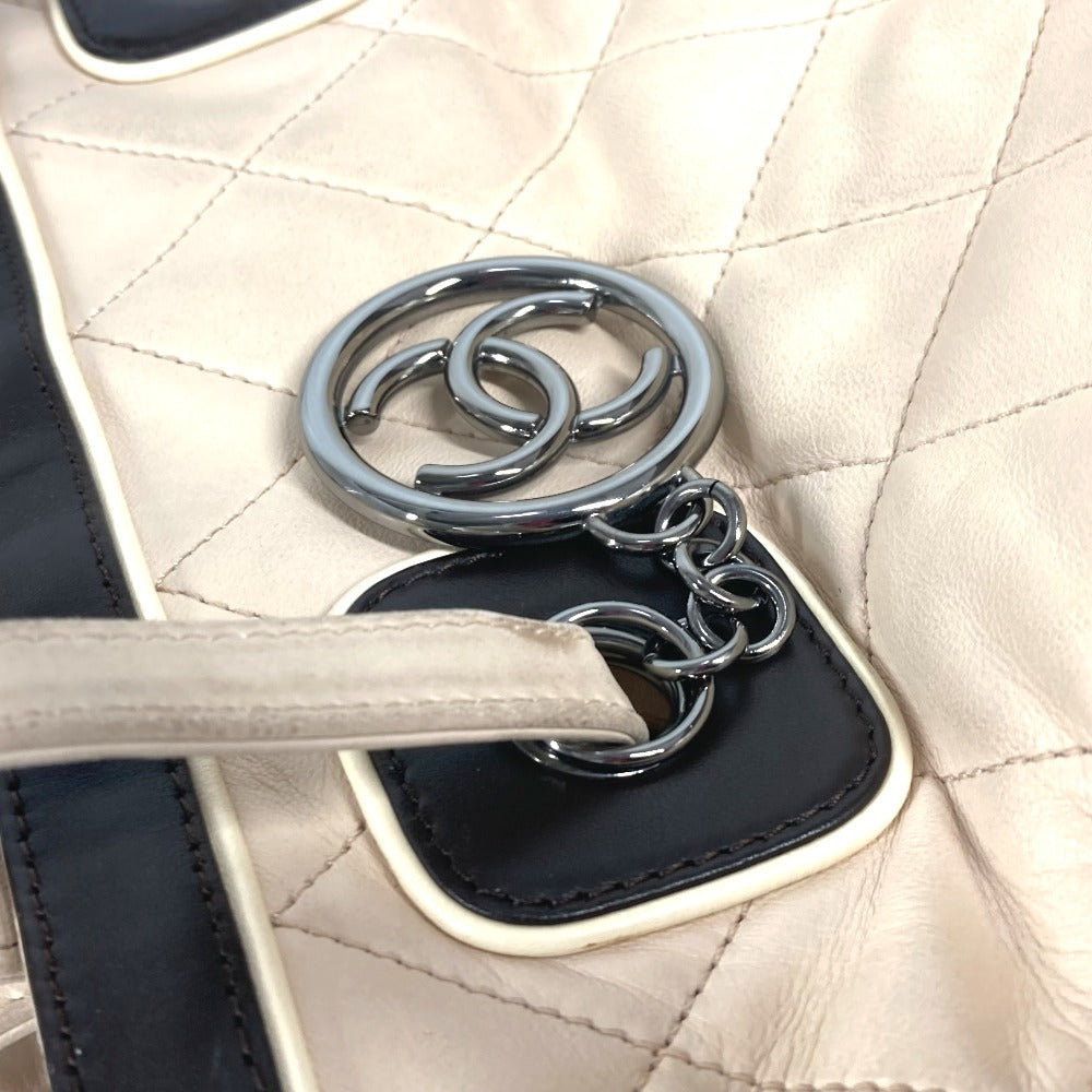 CHANEL Shoulder Bag lambskin beige Matrasse quilting
