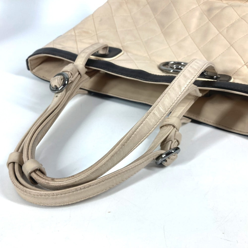 CHANEL Shoulder Bag lambskin beige Matrasse quilting