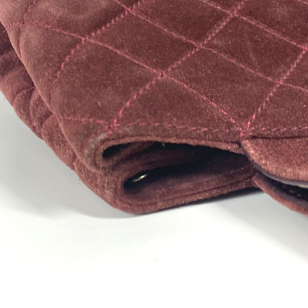 CHANEL Handbag suede wine-red Tote Bag Vintage Turnlock CC COCO Mark Matelasse Quilting Women Used Authentic