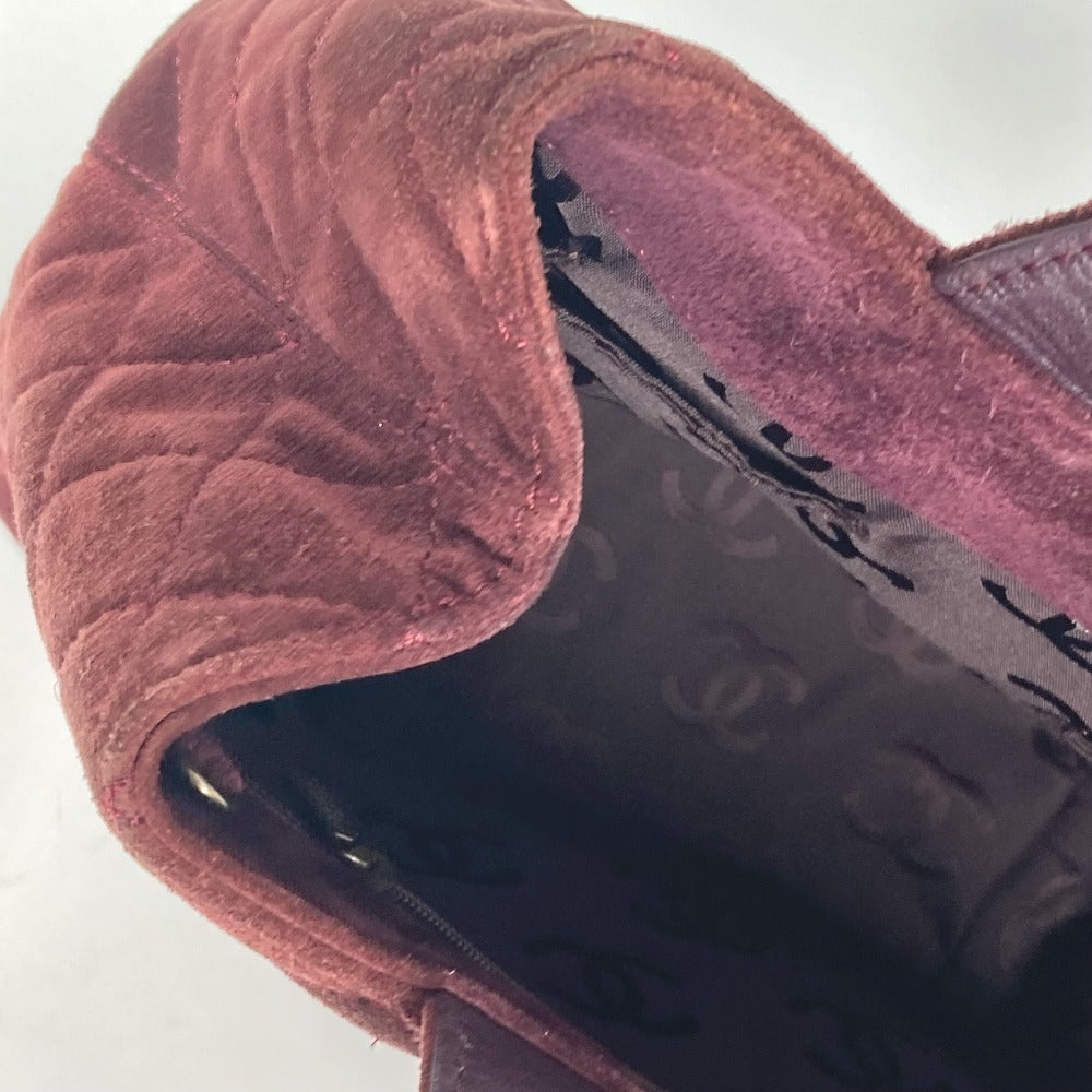 CHANEL Handbag suede wine-red Tote Bag Vintage Turnlock CC COCO Mark Matelasse Quilting Women Used Authentic