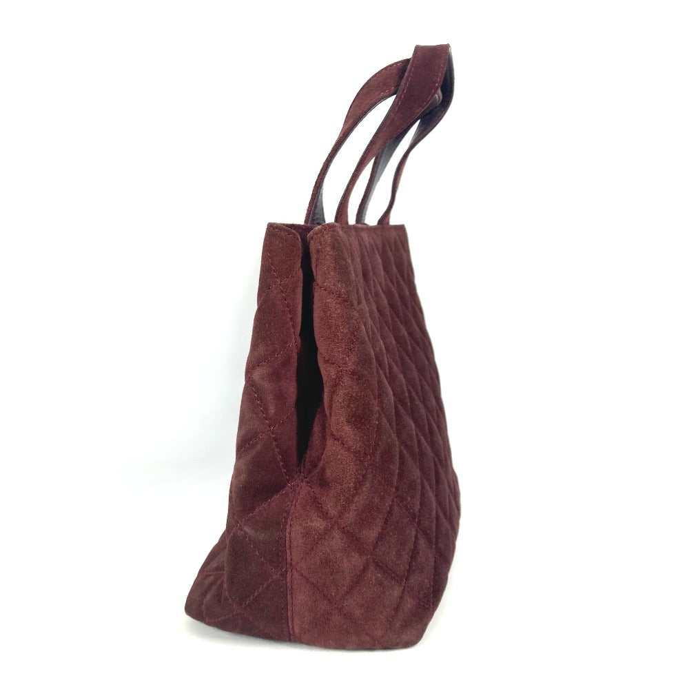 CHANEL Handbag suede wine-red Tote Bag Vintage Turnlock CC COCO Mark Matelasse Quilting Women Used Authentic