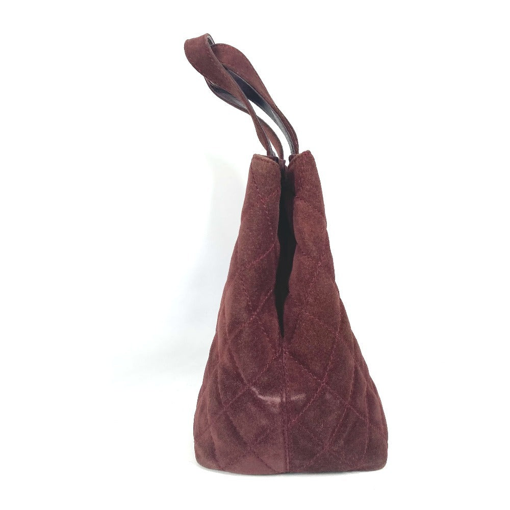 CHANEL Handbag suede wine-red Tote Bag Vintage Turnlock CC COCO Mark Matelasse Quilting Women Used Authentic