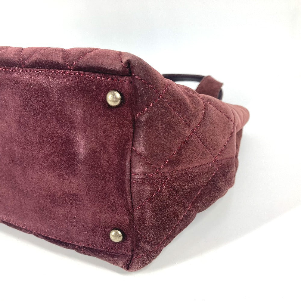 CHANEL Handbag suede wine-red Tote Bag Vintage Turnlock CC COCO Mark Matelasse Quilting Women Used Authentic