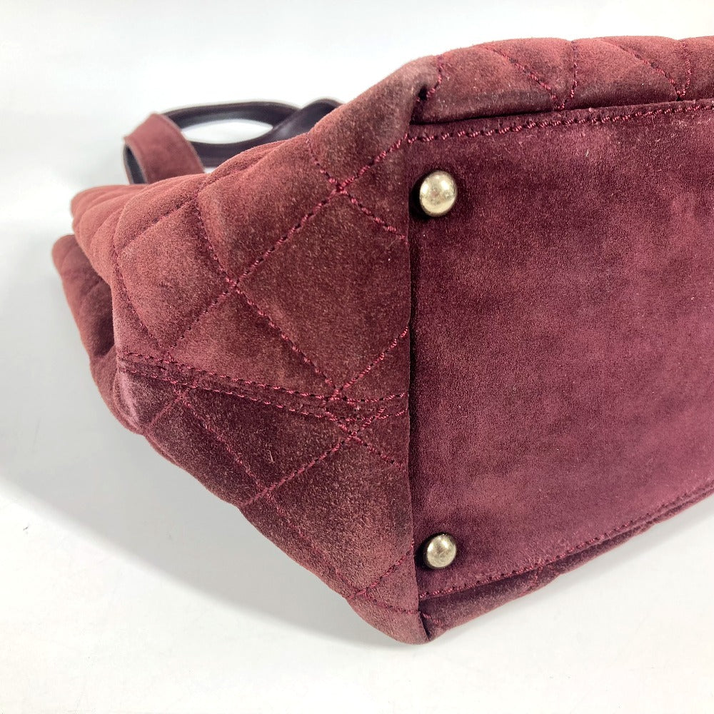 CHANEL Handbag suede wine-red Tote Bag Vintage Turnlock CC COCO Mark Matelasse Quilting Women Used Authentic