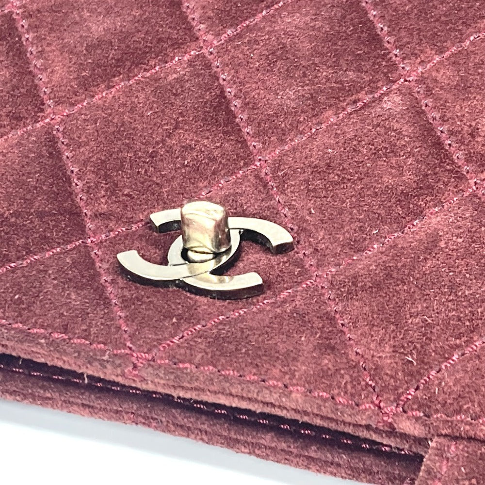 CHANEL Handbag suede wine-red Tote Bag Vintage Turnlock CC COCO Mark Matelasse Quilting Women Used Authentic
