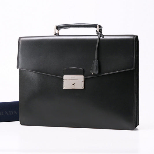 PRADA Briefcase VR0006 Calf leather (Saffiano leather) black Business bag Safiano mens Used Authentic