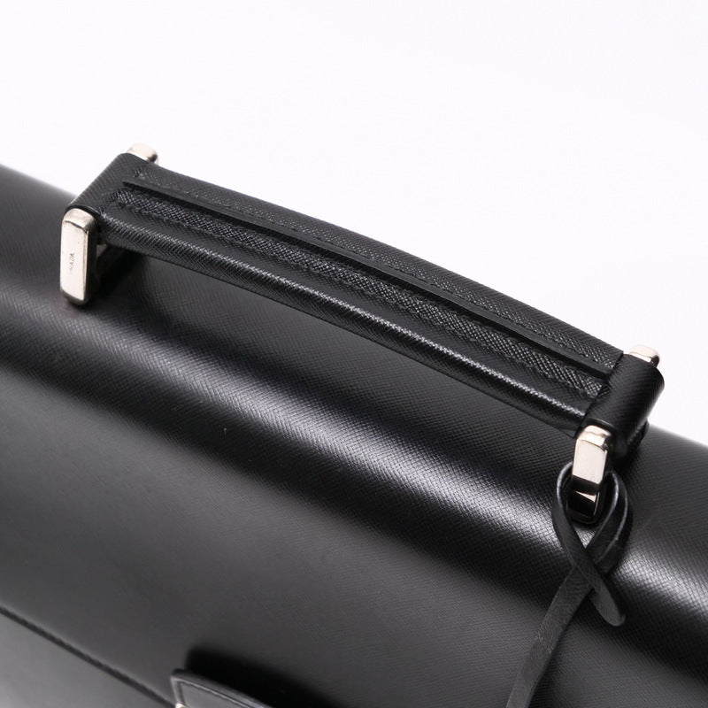 PRADA Briefcase VR0006 Calf leather (Saffiano leather) black Business bag Safiano mens Used Authentic