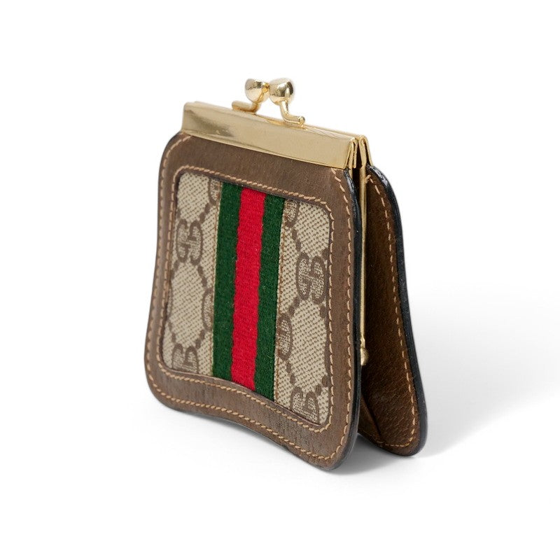 GUCCI Coin case PVC coated canvas Brown