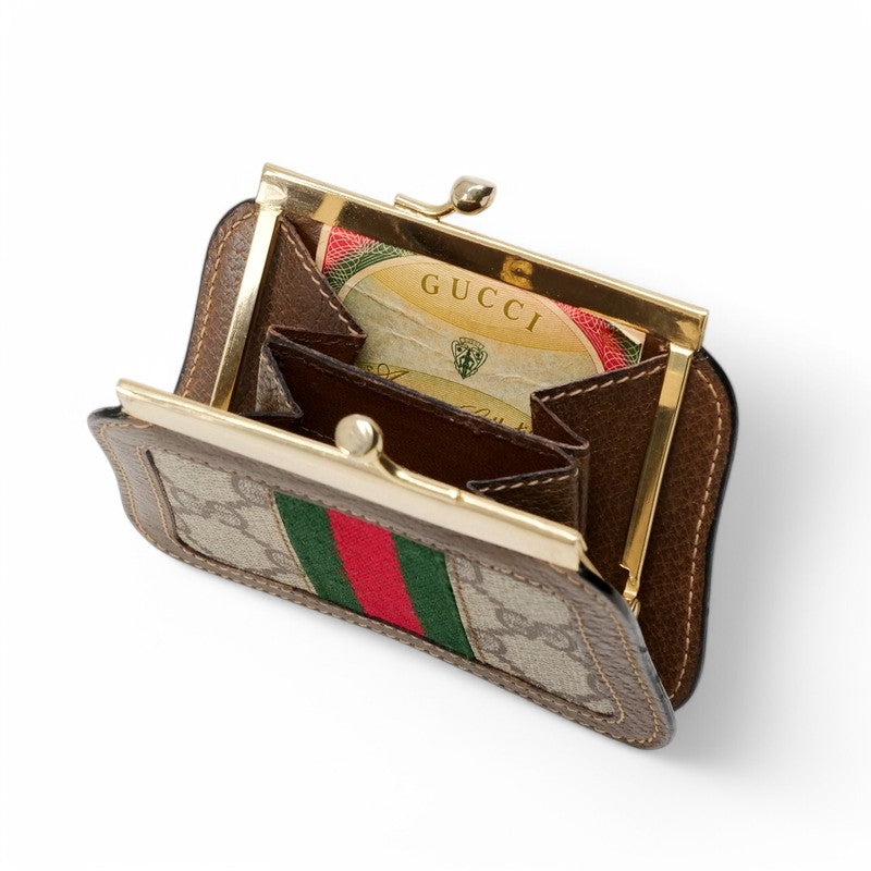 GUCCI Coin case PVC coated canvas Brown