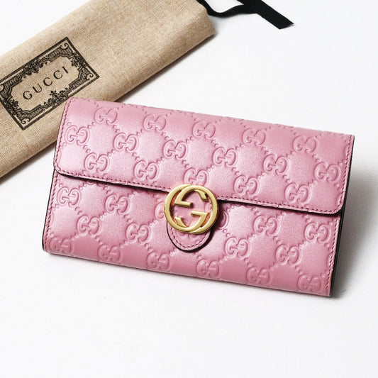 GUCCI Long Wallet Purse 369663・534563 leather pink