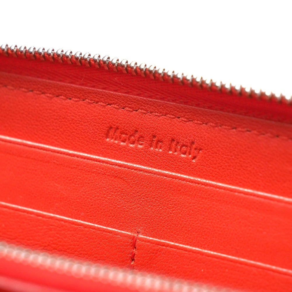 CELINE Long Wallet Purse Genuine Leather Coral Color Women Used Authentic