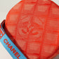CHANEL Accessory pouch Nylon jacquard Red New travel line Women Used Authentic