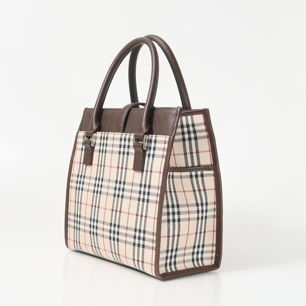 BURBERRY Handbag Leather x nylon canvas Brown beige