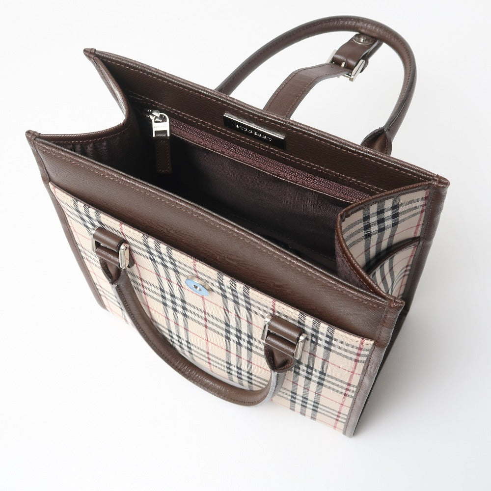 BURBERRY Handbag Leather x nylon canvas Brown beige
