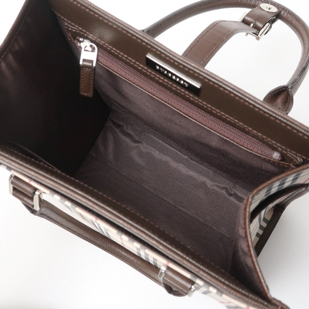 BURBERRY Handbag Leather x nylon canvas Brown beige