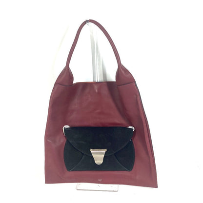 CELINE Shoulder Bag leather Red Pocket Chain