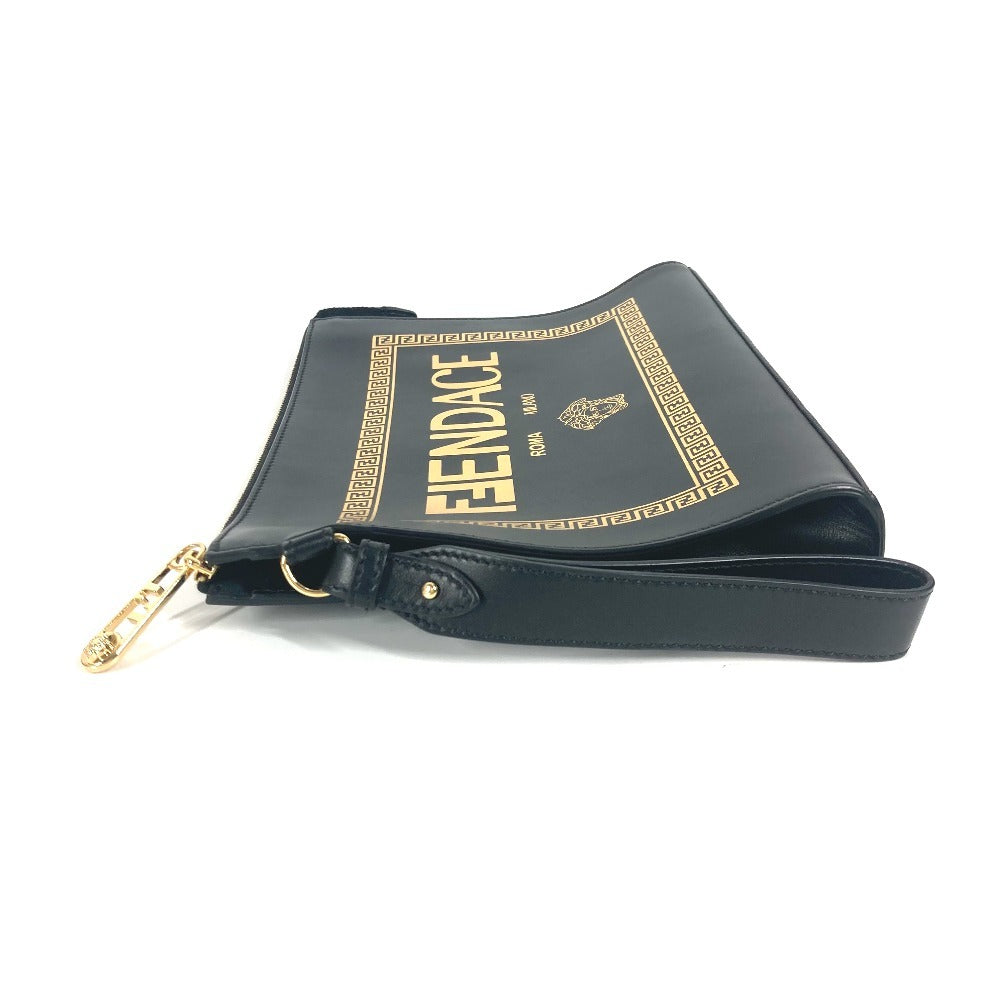 FENDI Clutch bag leather black Versace collaboration VERSACE Fendace FENDACE unisex(Unisex) Used Authentic