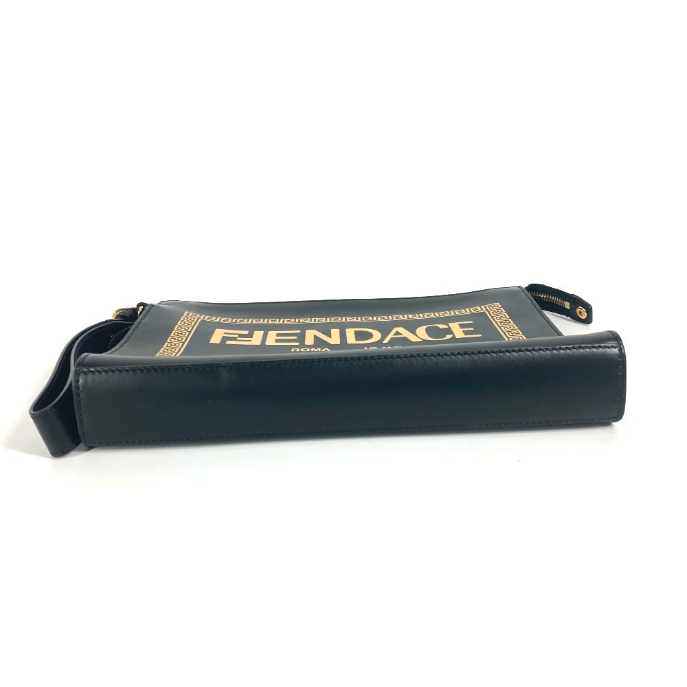 FENDI Clutch bag leather black Versace collaboration VERSACE Fendace FENDACE unisex(Unisex) Used Authentic