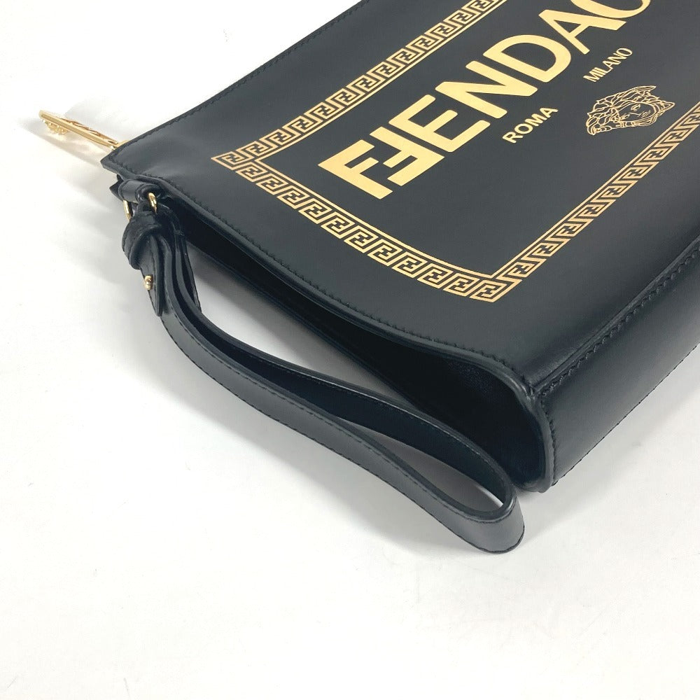 FENDI Clutch bag leather black Versace collaboration VERSACE Fendace FENDACE unisex(Unisex) Used Authentic
