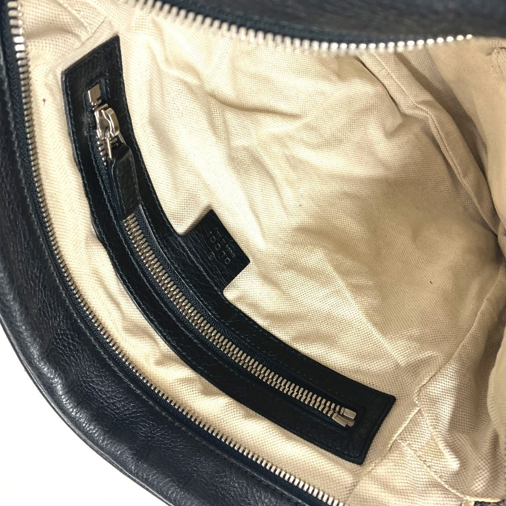 GUCCI Shoulder Bag 337084 leather black logo interlocking G