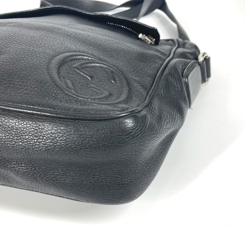 GUCCI Shoulder Bag 337084 leather black logo interlocking G