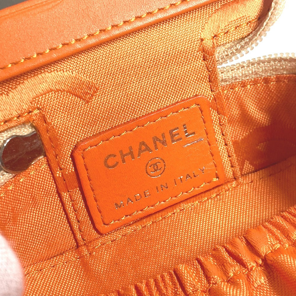 CHANEL Pouch leather beige Cambon line CC COCO Mark