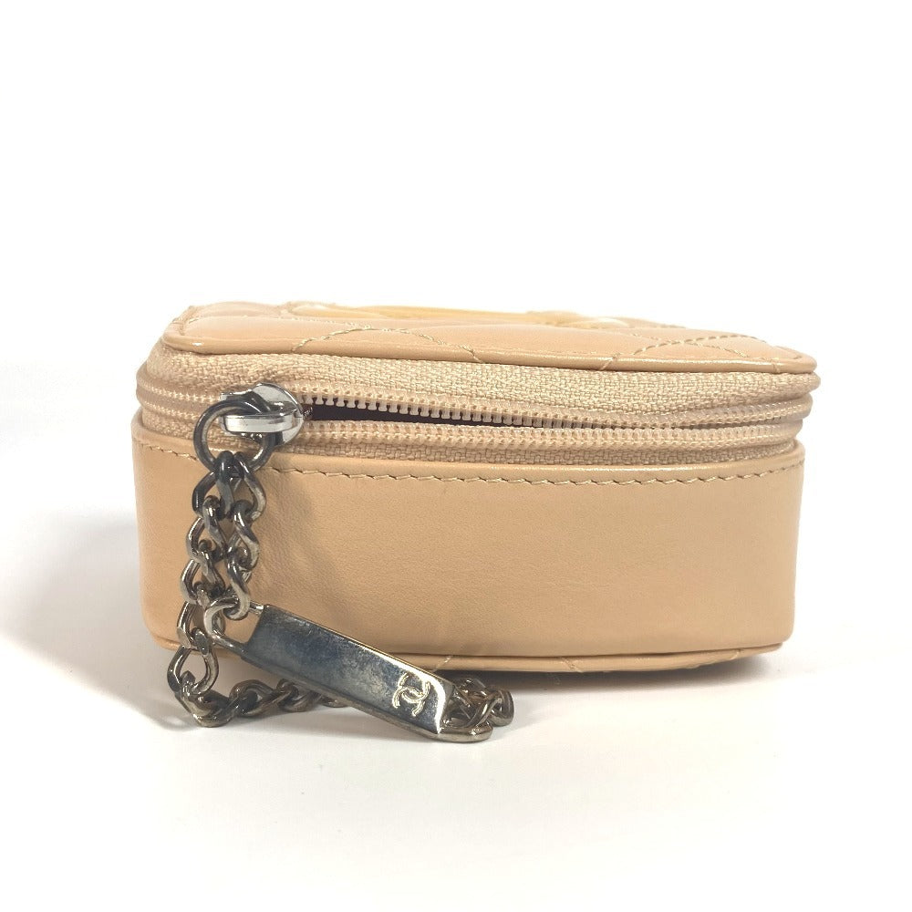 CHANEL Pouch leather beige Cambon line CC COCO Mark