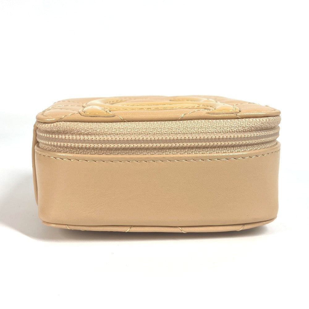 CHANEL Pouch leather beige Cambon line CC COCO Mark