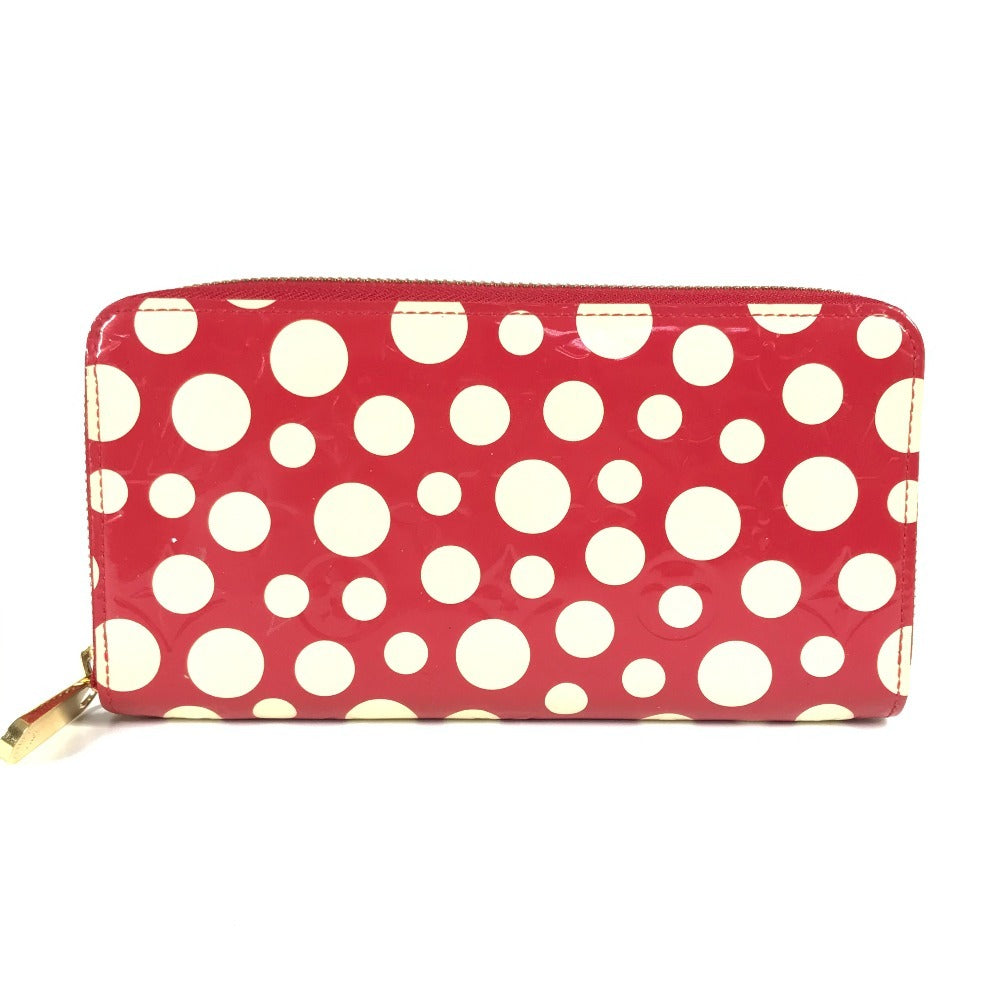 LOUIS VUITTON Long Wallet Purse M91572 Patent leather Red Vernis Dot Infinity Zippy wallet