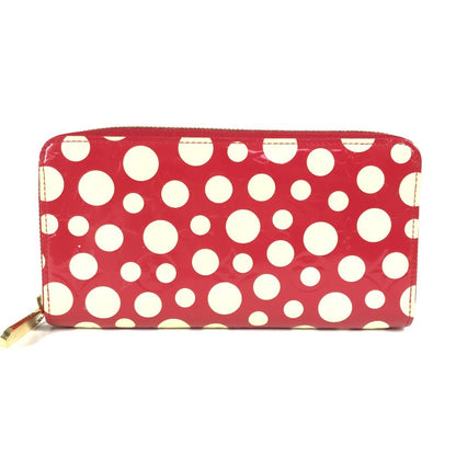 LOUIS VUITTON Long Wallet Purse M91572 Patent leather Red Vernis Dot Infinity Zippy wallet