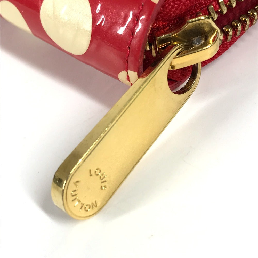 LOUIS VUITTON Long Wallet Purse M91572 Patent leather Red Vernis Dot Infinity Zippy wallet