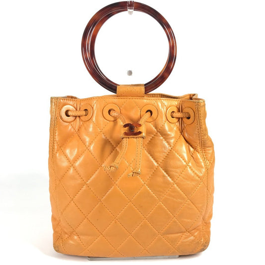 CHANEL Handbag leather Orange vintage CC COCO Mark Matelasse Quilting