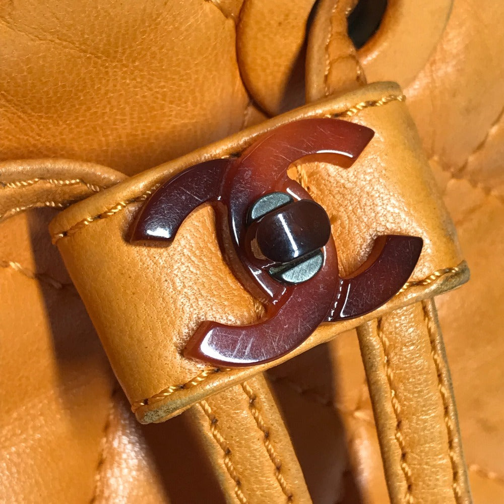 CHANEL Handbag leather Orange vintage CC COCO Mark Matelasse Quilting